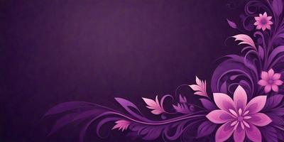 The primary subject of the image is a purple flower with a pink center, which is the main focus of the image. The setting is a purple background, which complements the flower's color. The visual style is a digital art or illustration, as the flower is depicted in a detailed and artistic manner. The colors and mood of the image are predominantly purple and pink, creating a sense of calmness and beauty.