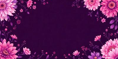 The primary subject of the image is a purple background with a pattern of pink flowers. The setting is a blank canvas, and the visual style is a combination of digital art and illustration. The dominant colors are purple and pink, creating a calm and serene atmosphere.