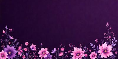 The primary subject of the image is a purple background with a flower pattern. The setting is a dark, purple background, which creates a moody and dramatic atmosphere. The visual style is a combination of digital art and illustration, as the flower pattern is created using a combination of colors and textures. The dominant colors are purple and pink, which evoke a sense of calmness and beauty.