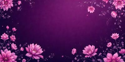 The primary subject of the image is a purple background with pink flowers. The setting is a purple wall, and the visual style is a digital art or illustration. The dominant colors are purple and pink, creating a calm and serene atmosphere.