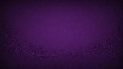 Purple background with a pattern of swirls and leaves.