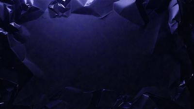 The primary subject of the image is a blue background with a pattern of white and black paper. The setting appears to be a dark room, and the visual style is a combination of digital art and illustration. The dominant colors are blue and black, creating a moody atmosphere.