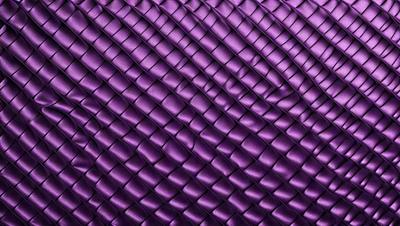 The primary subject of the image is a purple fabric with a pattern of interwoven lines. The setting is a close-up of the fabric, showcasing its intricate design. The visual style is a detailed, textured photograph of the purple fabric. The colors and mood of the image are predominantly purple, creating a sense of elegance and sophistication.