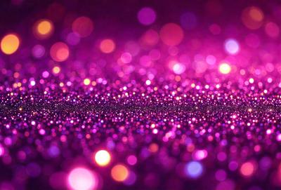 The primary subject of the image is a close-up of a purple background with a pattern of bright, colorful lights. The setting appears to be a dark room, and the visual style is a combination of a photo and digital art. The colors and mood of the image are predominantly purple, with the bright lights adding a sense of energy and vibrancy to the scene.