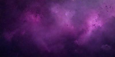The primary subject of the image is a purple nebula, which is a cloud of gas and dust in space. The setting is a dark, starry sky, with the purple nebula as the main focus. The visual style is a combination of a photo and digital art, creating a unique and captivating image. The dominant colors are purple and black, giving the scene a dramatic and mysterious atmosphere.