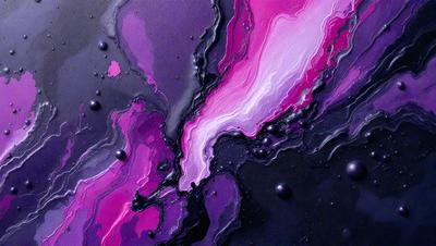 The primary subject of the image is a painting featuring a purple and pink color scheme. The setting is a black background, which contrasts with the vibrant colors of the painting. The visual style appears to be a combination of digital art and illustration, creating a unique and artistic representation. The colors and mood of the painting evoke a sense of creativity and imagination, as the artist has skillfully combined the two contrasting colors to create a visually striking piece of art.