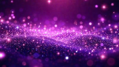 The primary subject of the image is a purple background with a multitude of bright, shining stars. The setting appears to be a night sky, with the stars creating a mesmerizing and captivating visual effect. The visual style of the image is a combination of a photo and digital art, as the purple background and the stars are both elements that can be achieved through digital manipulation. The colors and mood of the image are predominantly purple and serene, creating a sense of calmness and wonder.