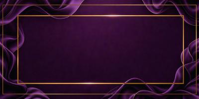 The primary subject of the image is a purple background with a gold border. The setting is a dark room, and the visual style is a combination of digital art and illustration. The dominant colors are purple and gold, creating a mood of elegance and sophistication.