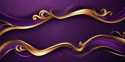 The primary subject of the image is a gold and purple swirl design. The setting is a purple background, and the visual style is a digital art or illustration. The dominant colors are gold and purple, creating a warm and elegant atmosphere.