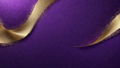 The primary subject of the image is a purple background with gold accents. The setting is a purple surface, and the visual style is a combination of photo and digital art. The colors and mood of the image are predominantly purple and gold, creating a warm and elegant atmosphere.