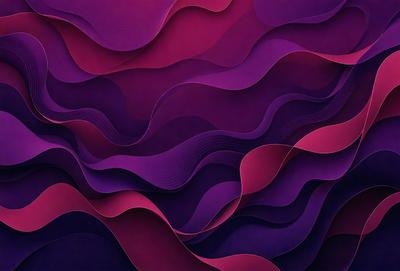 The primary subject of the image is a purple and pink abstract artwork. The setting is a wall, and the visual style is a combination of digital art and illustration. The dominant colors in the artwork are purple and pink, creating a vibrant and lively atmosphere.