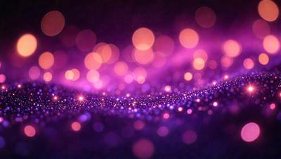 The primary subject of the image is a purple background with a pattern of bright, colorful lights. The setting appears to be a dark room, and the visual style is a combination of a photo and digital art. The colors and mood of the image are vibrant and lively, with the purple background and the bright lights creating a captivating and energetic atmosphere.