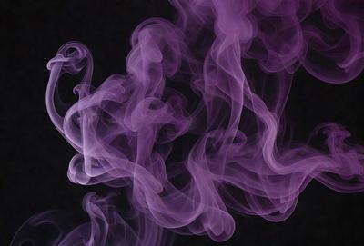 The primary subject of the image is a purple smoke or fog, which is the main object, scene, or focus of the image. The setting or background is a dark background, which contrasts with the purple smoke. The visual style of the image is a digital art or illustration, as it is a purple smoke or fog that is digitally created. The colors and mood of the image are predominantly purple, creating a moody and atmospheric scene.