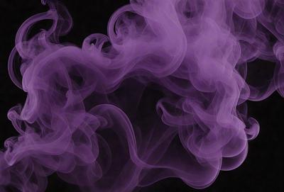 The primary subject of the image is a purple smoke or fog, which appears to be a digital art or illustration. The setting is a dark background, and the visual style gives the impression of a surreal or dreamy atmosphere. The dominant colors are purple and black, creating a moody and mysterious mood.