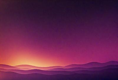 The primary subject of the image is a mountain range, with a purple sky serving as the backdrop. The visual style appears to be a combination of photo and digital art, creating a unique and artistic representation of the landscape. The colors and mood of the image are dominated by the purple hues, which evoke a sense of serenity and beauty.