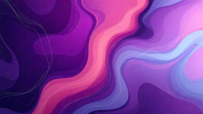 The primary subject of the image is a purple and pink abstract art piece. The setting is a wall, and the visual style is a combination of digital art and illustration. The dominant colors in the artwork are purple and pink, creating a warm and vibrant atmosphere.
