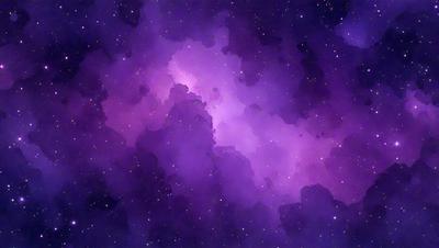 The primary subject of the image is a purple and blue starry sky. The setting is a space filled with stars, creating a beautiful and serene atmosphere. The visual style is a digital art or illustration, showcasing the artist's creativity and skill in capturing the celestial scene. The colors and mood of the image are predominantly purple and blue, evoking a sense of calmness and wonder.