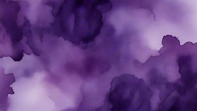 The primary subject of the image is a purple cloudy sky with a few dark spots. The setting is a cloudy sky, and the visual style is a painting or drawing. The colors and mood of the image are predominantly purple, creating a moody and atmospheric scene.