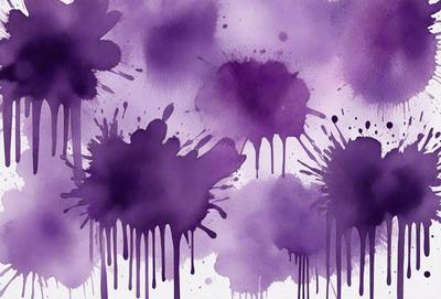 The primary subject of the image is a purple splatter painting, which is a form of digital art. The setting is a white background, and the visual style is a close-up of the purple splatter painting. The dominant colors in the image are purple and white, creating a mood of creativity and artistic expression.