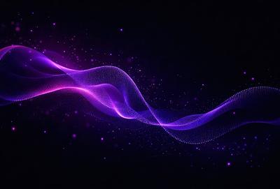The primary subject of the image is a purple wave or a purple light, which appears to be a digital art or illustration. The setting is a dark background, and the visual style is a combination of digital art and illustration. The colors and mood of the image are predominantly purple, creating a unique and artistic atmosphere.