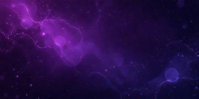 The primary subject of the image is a purple nebula, which is a cloud of gas and dust in space. The setting is a dark, starry sky, with the purple nebula as the main focus. The visual style is a combination of a photo and digital art, creating a unique and captivating image. The colors and mood of the image are predominantly purple, giving it a serene and ethereal atmosphere.