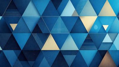 The primary subject of the image is a blue and white geometric pattern. The setting is a blue background, and the visual style appears to be a digital art or illustration. The dominant colors are blue and white, creating a calm and soothing atmosphere.