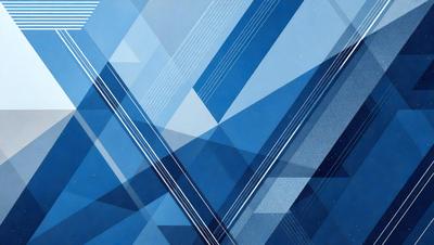 The primary subject of the image is a blue and white geometric pattern. The setting is a blue background, and the visual style appears to be a digital art or illustration. The dominant colors are blue and white, creating a calm and soothing atmosphere.