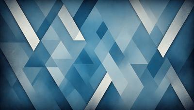 The primary subject of the image is a blue and white geometric pattern. The setting is a blue background, and the visual style appears to be a digital art or illustration. The dominant colors are blue and white, creating a calm and soothing atmosphere.