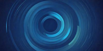 The primary subject of the image is a blue circle with a black center. The setting is a blue background, and the visual style appears to be a digital art or illustration. The dominant colors are blue and black, creating a calm and serene atmosphere.