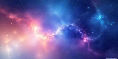 The primary subject of the image is a beautiful, colorful, and vibrant space scene. The setting is a deep, dark space filled with stars, nebulae, and other celestial objects. The visual style of the image is a combination of photo and digital art, creating a stunning and realistic representation of the cosmos. The colors and mood of the image are predominantly purple and blue, giving it a serene and peaceful atmosphere.
