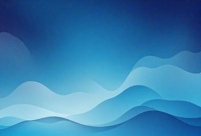 The primary subject of the image is a blue ocean with waves. The setting is a blue sky, and the visual style is a digital art or illustration. The dominant colors are blue and white, creating a calm and serene atmosphere.