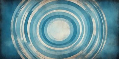 The primary subject of the image is a blue circle with a white center, which appears to be a painting or a digital artwork. The setting is a blue background, and the visual style is a combination of a painting and a digital artwork. The colors and mood of the image are predominantly blue and white, creating a calm and serene atmosphere.