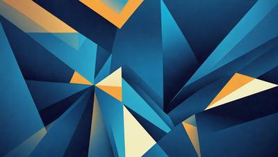 The primary subject of the image is a blue and yellow geometric pattern. The setting is a blue background, and the visual style appears to be a digital art or illustration. The dominant colors are blue and yellow, creating a vibrant and lively atmosphere.