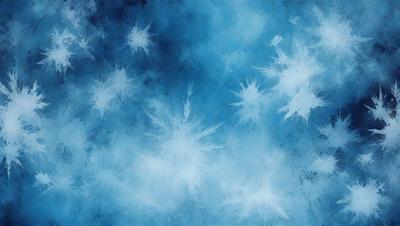 The primary subject of the image is a blue sky with a few snowflakes scattered throughout. The setting is a wintery atmosphere, and the visual style appears to be a digital art or illustration. The colors are predominantly blue and white, creating a calm and serene mood.