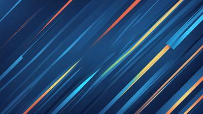 The primary subject of the image is a blue background with a pattern of yellow, orange, and blue stripes. The setting is a blue wall, and the visual style is a digital art or illustration. The dominant colors are blue, yellow, orange, and blue, creating a vibrant and lively atmosphere.