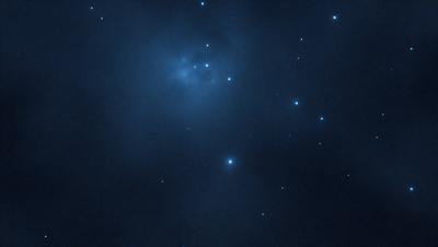 The primary subject of the image is a cluster of stars in the night sky. The setting is a dark, starry background, which creates a sense of depth and mystery. The visual style is a combination of a photo and digital art, as the image captures the beauty of the night sky while also showcasing the intricate patterns of the stars. The colors and mood of the image are predominantly dark and serene, with the stars providing a sense of wonder and awe.