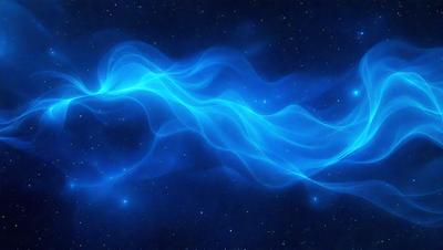 The primary subject of the image is a blue, flowing, and swirling pattern, which appears to be a digital art or illustration. The setting is a dark, star-filled sky, creating a sense of depth and mystery. The visual style is modern and captivating, with the blue pattern standing out against the backdrop of the night sky. The colors and mood of the image are predominantly dark and mysterious, with the blue pattern adding a touch of vibrancy and intrigue.