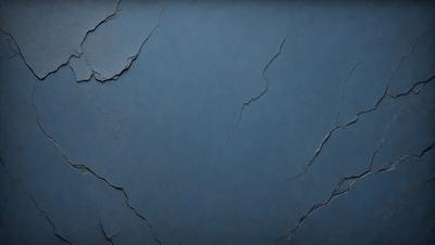The primary subject of the image is a blue wall with a cracked and peeling surface. The setting is a room with a blue background. The visual style is a close-up of the wall, showcasing its texture and appearance. The colors and mood of the image are predominantly blue, giving it a calm and serene atmosphere.