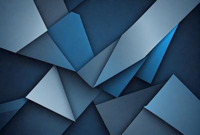The primary subject of the image is a blue and white geometric pattern. The setting is a dark blue background, which contrasts with the lighter blue and white pattern. The visual style is a combination of digital art and illustration, creating a modern and artistic appearance. The dominant colors are blue and white, giving the image a calm and soothing atmosphere.