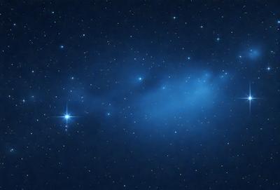 The primary subject of the image is a blue nebula, which is a cloud of gas and dust in space. The setting is a dark, star-filled sky, with the nebula being the main focus of the image. The visual style is a combination of a photo and digital art, creating a striking and detailed representation of the nebula. The colors and mood of the image are predominantly blue, with the nebula appearing as a swirling mass of celestial matter against the backdrop of the