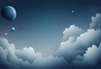 The primary subject of the image is a cloudy night sky. The setting is a dark, cloudy night with a few stars visible. The visual style is a digital art or illustration, creating a sense of depth and atmosphere. The colors are predominantly dark, with the cloudy sky and stars providing a contrasting backdrop. The overall mood is one of tranquility and mystery, as the viewer gazes upon the vast expanse of the night sky.
