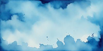 The primary subject of the image is a cloudy blue sky with a few white clouds. The setting is a cloudy day, and the visual style is a painting or drawing. The colors and mood of the image are predominantly blue and cloudy, creating a serene and peaceful atmosphere.