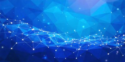 The primary subject of the image is a blue background with a pattern of interconnected lines. The setting is a space-like environment, and the visual style appears to be a digital art or illustration. The dominant colors are blue and white, creating a calm and serene atmosphere.