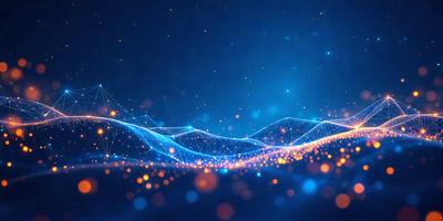 The primary subject of the image is a blue background with a pattern of brightly colored dots. The setting appears to be a night sky, with the dots creating a visually appealing and dynamic scene. The visual style of the image is a combination of digital art and illustration, as the dots are arranged in a way that resembles a graph or a line. The colors and mood of the image are vibrant and energetic, with the blue background providing a sense of calmness and the bright dots