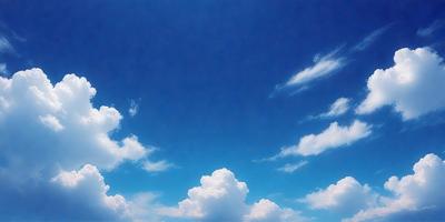 The primary subject of the image is a cloudy blue sky with a few clouds scattered throughout. The setting is a vast, open space with no visible landmarks or objects. The visual style is a natural, outdoor scene with a focus on the sky and clouds. The colors and mood are predominantly blue and serene, creating a peaceful and tranquil atmosphere.