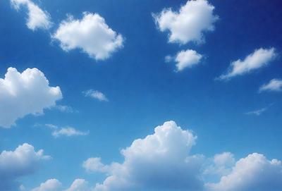The primary subject of the image is a cloudy blue sky filled with various cloud formations. The setting is an open, cloudy sky, and the visual style is a natural, outdoor scene. The colors and mood of the image are predominantly blue and cloudy, creating a serene and peaceful atmosphere.