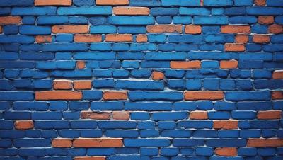 The primary subject of the image is a blue brick wall. The setting is a brick wall with a blue background, and the visual style is a photo. The colors and mood of the image are predominantly blue, creating a calm and serene atmosphere.