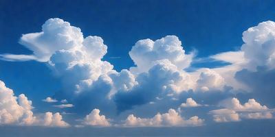 The primary subject of the image is a cloudy sky filled with various cloud formations. The setting is a blue sky, which serves as the backdrop for the clouds. The visual style of the image is a photo, capturing the beauty of the cloudy sky. The colors and mood of the image are predominantly blue and serene, with the clouds creating a sense of depth and tranquility.