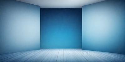 The primary subject of the image is a blue wall with a wooden floor. The setting is a room with a blue wall and a wooden floor. The visual style is a photo, and the dominant colors are blue and white. The overall atmosphere is calm and serene.