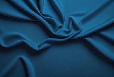 The primary subject of the image is a blue fabric, which is the main object, scene, or focus of the image. The setting or background is a dark blue surface, which provides a contrasting backdrop for the fabric. The visual style of the image is a close-up of the blue fabric, showcasing its texture and details. The colors and mood of the image are predominantly blue, creating a calm and serene atmosphere.